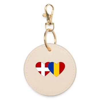 Cœur du drapeau Danemark-Roumanie - Porte-clés rond - huître - Devant