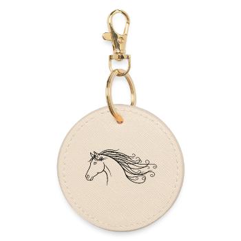 Minimalist Silhouette Riding Horse - Round Keyring - oyster - Front