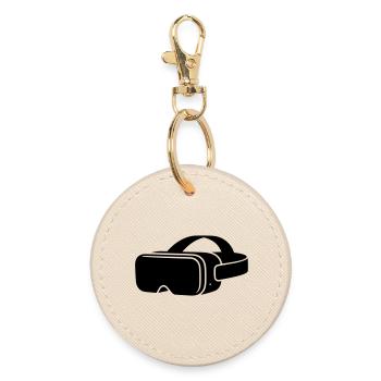 VR Glasses Headset Icon - Round Keyring - oyster - Front