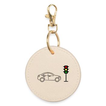 Traffic lights with cars - Round Keyring - oyster - Front
