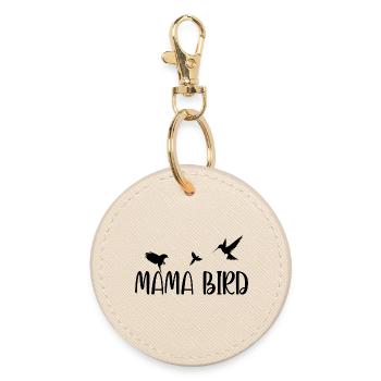 Mama Bird Cute Mom Shirt - Round Keyring - oyster - Front