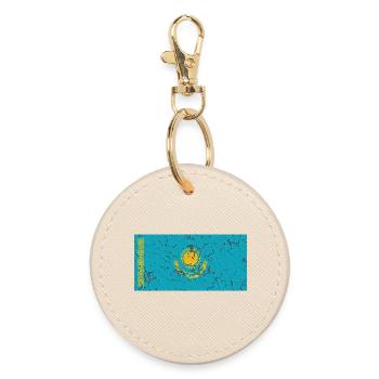 Flag of Kazakhstan - Round Keyring - oyster - Front