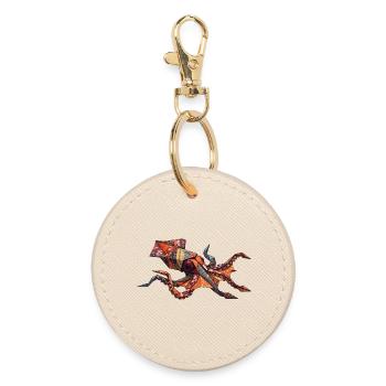 Origami Crab Patchwork - Round Keyring - oyster - Front