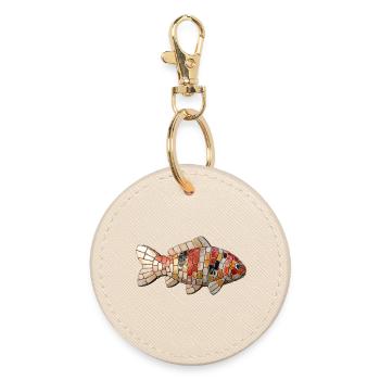 Mosaïque de carpes koi - Art japonais pour les amateurs de poissons - Porte-clés rond - huître - Devant