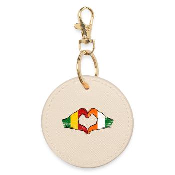 Mali Côte d'Ivoire Flag Hands Heart - Round Keyring - oyster - Front
