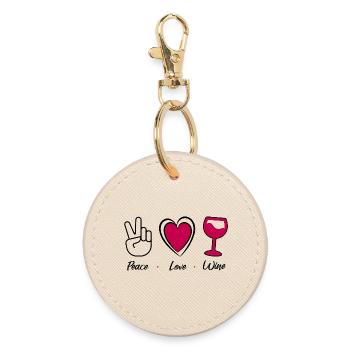 Paix amour vin - Peace love wine - humour vin - Porte-clés rond - huître - Devant