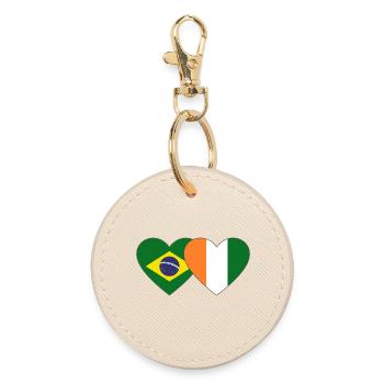 Brasillien_Elfenbeinküste_Flagge_Herz - Round Keyring - oyster - Front
