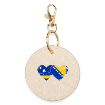 Curacao_Bosnien_Flagge_Herz_used - Runder Schlüsselanhänger - Auster - Vorne