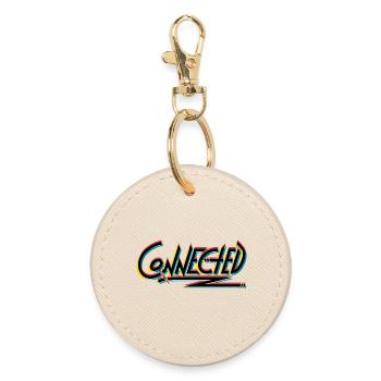Connected_black_prism - Round Keyring - oyster - Front
