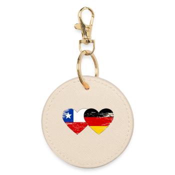 Cœur du drapeau Chili-Allemagne - Porte-clés rond - huître - Devant