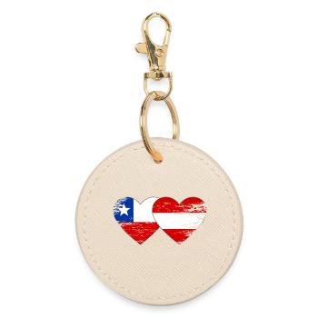 Cœur du drapeau Chili Autrichien - Porte-clés rond - huître - Devant