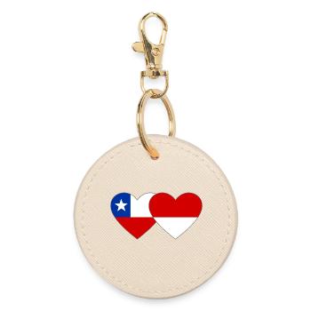 Chile_Polen_Flagge_Herz - Porte-clés rond - huître - Devant