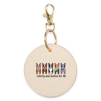 LGBTQ Pride Month With Liberty and Justice for All - Round Keyring - oyster - Front