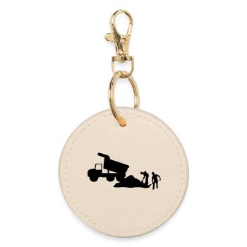 Construction Crew – Excavator Team - Round Keyring - oyster - Front