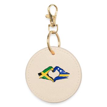 Jamaica Curacao flag hands heart shape used - Round Keyring - oyster - Front