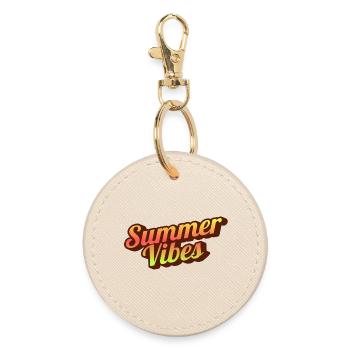 Retro Summer Vibes Typografie Grafik - Runder Schlüsselanhänger - Auster - Vorne