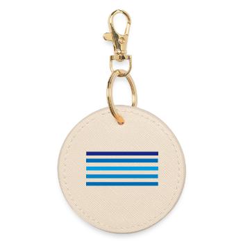 Blaue Streifen Minimal - Runder Schlüsselanhänger - Auster - Vorne