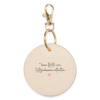 Katze Katzenhaar lustiger Katzen Spruch Geschenk - Runder Schlüsselanhänger - Auster - Vorne