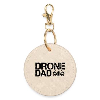 Drone Dad Funny Sayings Symbol Drone Flyer - Round Keyring - oyster - Front