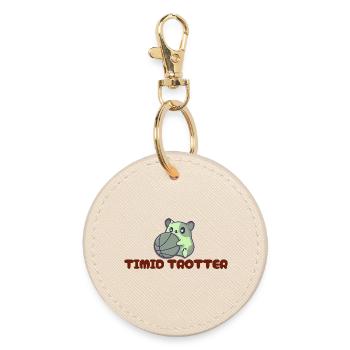 Timid Trotter opossum slogans - Round Keyring - oyster - Front