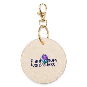 Plantez plus, souciez-vous moins – Fleur souriante - Porte-clés rond - huître - Devant