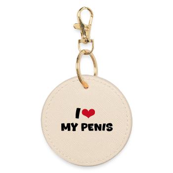 I love - Round Keyring - oyster - Front