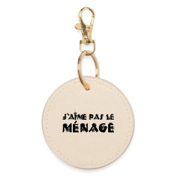 J'AIME PAS LE MÉNAGE !  - Porte-clés rond - huître - Devant