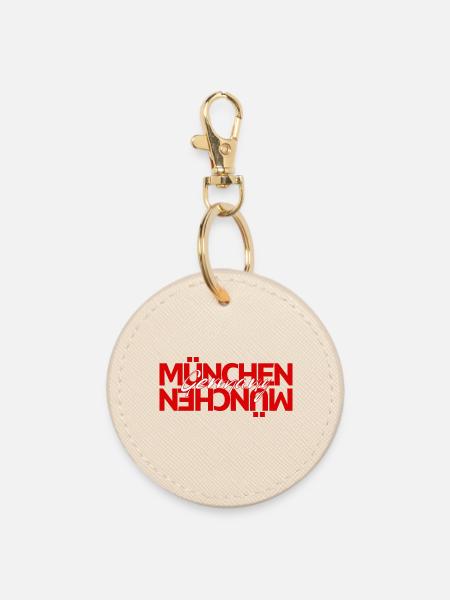 München Germany Script Overlay - Runder Schlüsselanhänger - Auster
