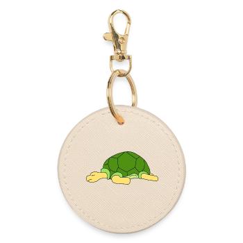 Cute Lazy Turtle Sleeping Funny Reptile Pet Owner - Round Keyring - oyster - Front
