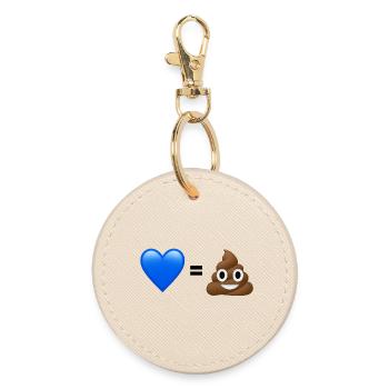 AfD ist Kacke - 💙 = 💩 (Bright Design) - Runder Schlüsselanhänger - Auster - Vorne
