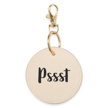 Pssst - silence please - Round Keyring - oyster - Front