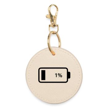 Empty battery battery 1% - Round Keyring - oyster - Front
