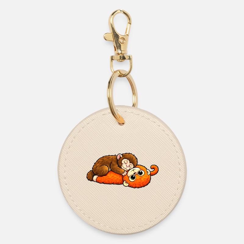 Monkey Punch Baby - Round Keyring - oyster