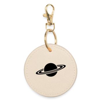 Saturn Planet Ring Silhouette - Runder Schlüsselanhänger - Auster - Vorne