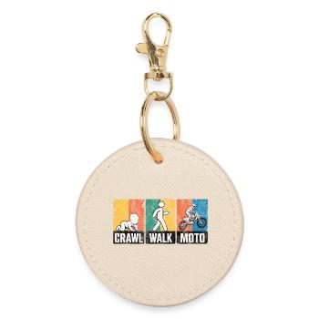 Crawl Walk Moto Motorcycle Divertente Funny - Round Keyring - oyster - Front