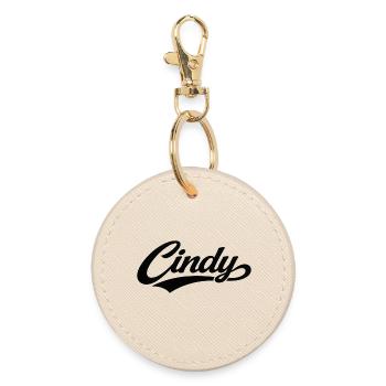 Cindy name first last family gifts - Round Keyring - oyster - Front
