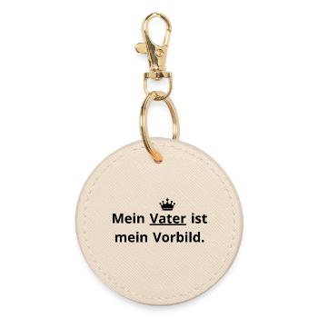 Papa Vorbild: Mein Held im Leben. - Runder Schlüsselanhänger - Auster - Vorne