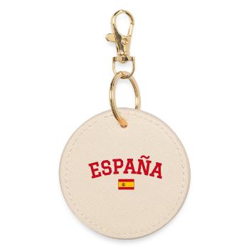 Spain Flag Design Red - Round Keyring - oyster - Front