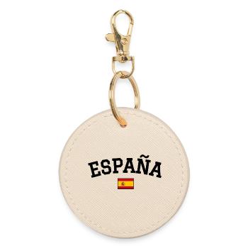 Spanien Flagge  Design Schwarz - Runder Schlüsselanhänger - Auster - Vorne