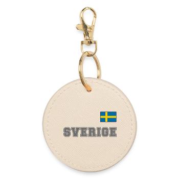 SCHWEDEN - SVERIGE Trikot Look - Flagge auf Brust - Runder Schlüsselanhänger - Auster - Vorne