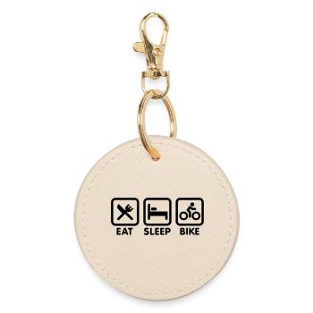 Eat sleep bike - Round Keyring - oyster - Front