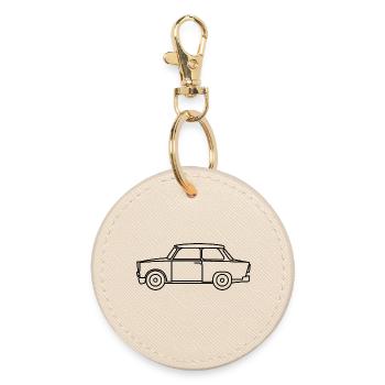 Trabi Symbol DDR East Vintage Outlines Logo - Round Keyring - oyster - Front