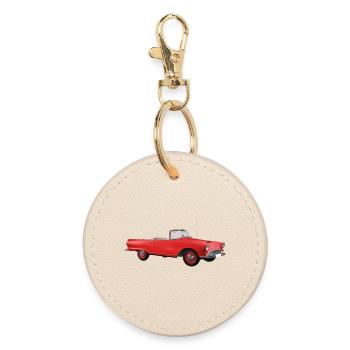 Cabriolet rouge vintage - Porte-clés rond - huître - Devant