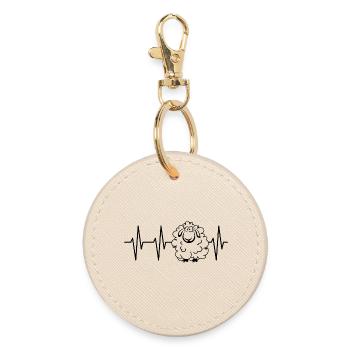 Pulse Sheep Sheep Heartbeat ECG Animals Comic Icon - Round Keyring - oyster - Front