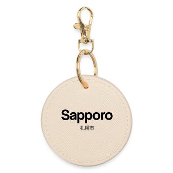 Sapporo Japan Minimal Typografie - Runder Schlüsselanhänger - Auster - Vorne