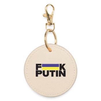 FK Putin Ukraine Flag for Peace - Round Keyring - oyster - Front