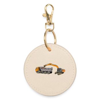 L’excavatrice charge les camions - Porte-clés rond - huître - Devant