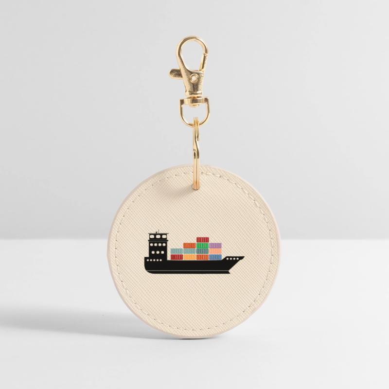 Seecontainerschiff oder Boot mit Containern Runder Schlüsselanhänger