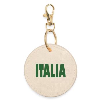 Italia Flag Italian Italy Italiano - Round Keyring - oyster - Front
