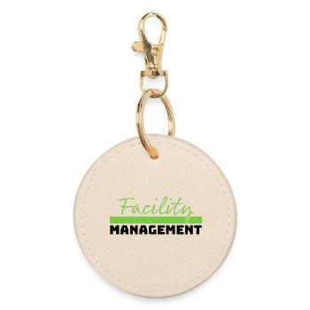 Tshirt Facility Management green black - Round Keyring - oyster - Front